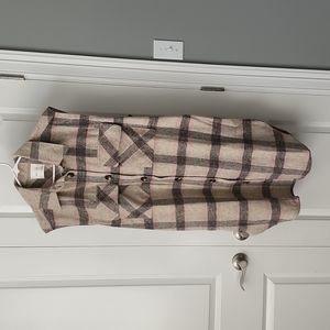 Plaid Collar Long Vest